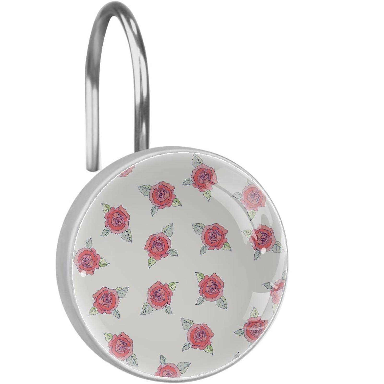 Crochets de rideau de douche inox rose ivoire : lot de 12 anneaux inoxydables pour salle de bain