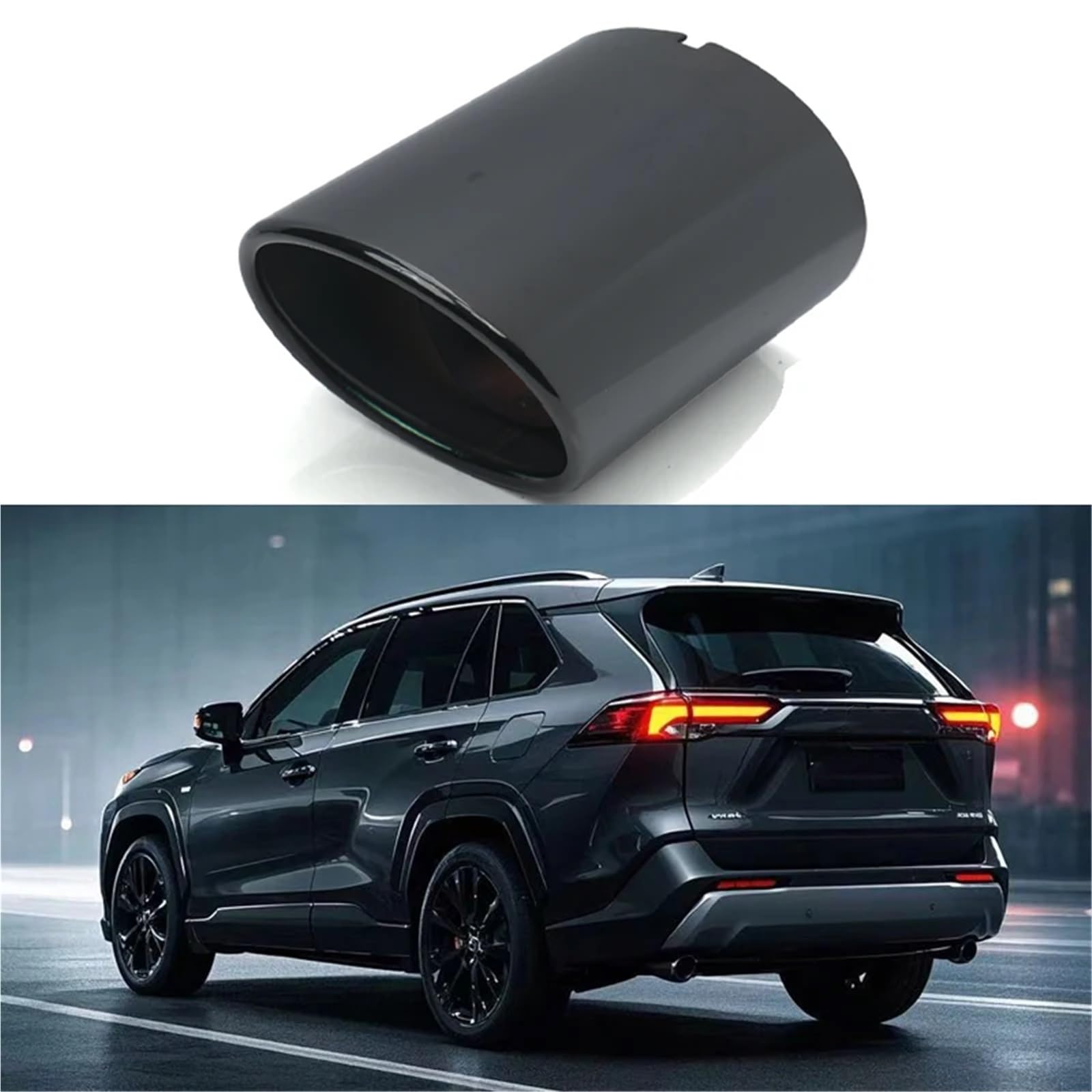 Auto uitlaatklep Trim Dla Toyota RAV4 2019 2020 2021 2022 2023 2024 WILDLANDER Końcówka rury wydechowej tłumika Akcesoria samochodowe Uitlaat Pijp Uitlaat End Tip(Titanium Black)
