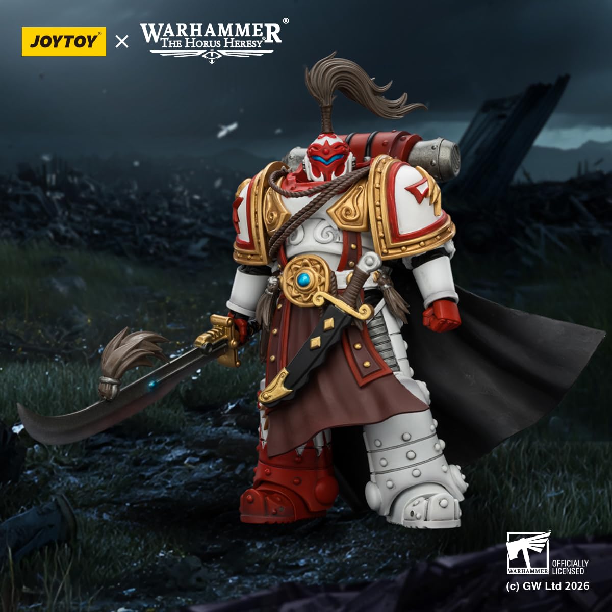 TOYVERSE JOYTOY Warhammer The Horus Heresy White Scars Gufo Khan Seeker of Atonement con spada energetica Il respiro della tempesta, scala 1:18, modellino personaggio a partire dai 15 anni