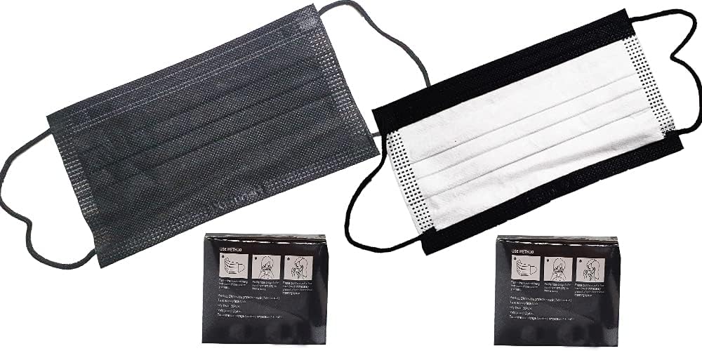 100 Pieces Black Mask (50 Pieces Pack of 2)| Premium Quality Disposable Black Face Mask 3 layer protection| Easy to Wear & Comfortable earloop|