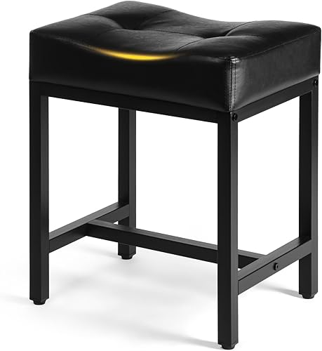 Miniatura 6 de Taburete de tocador, taburete de maquillaje con pata de metal, reposapiés otomano de piel sintética en forma de U, sillas cuadradas pequeñas debajo