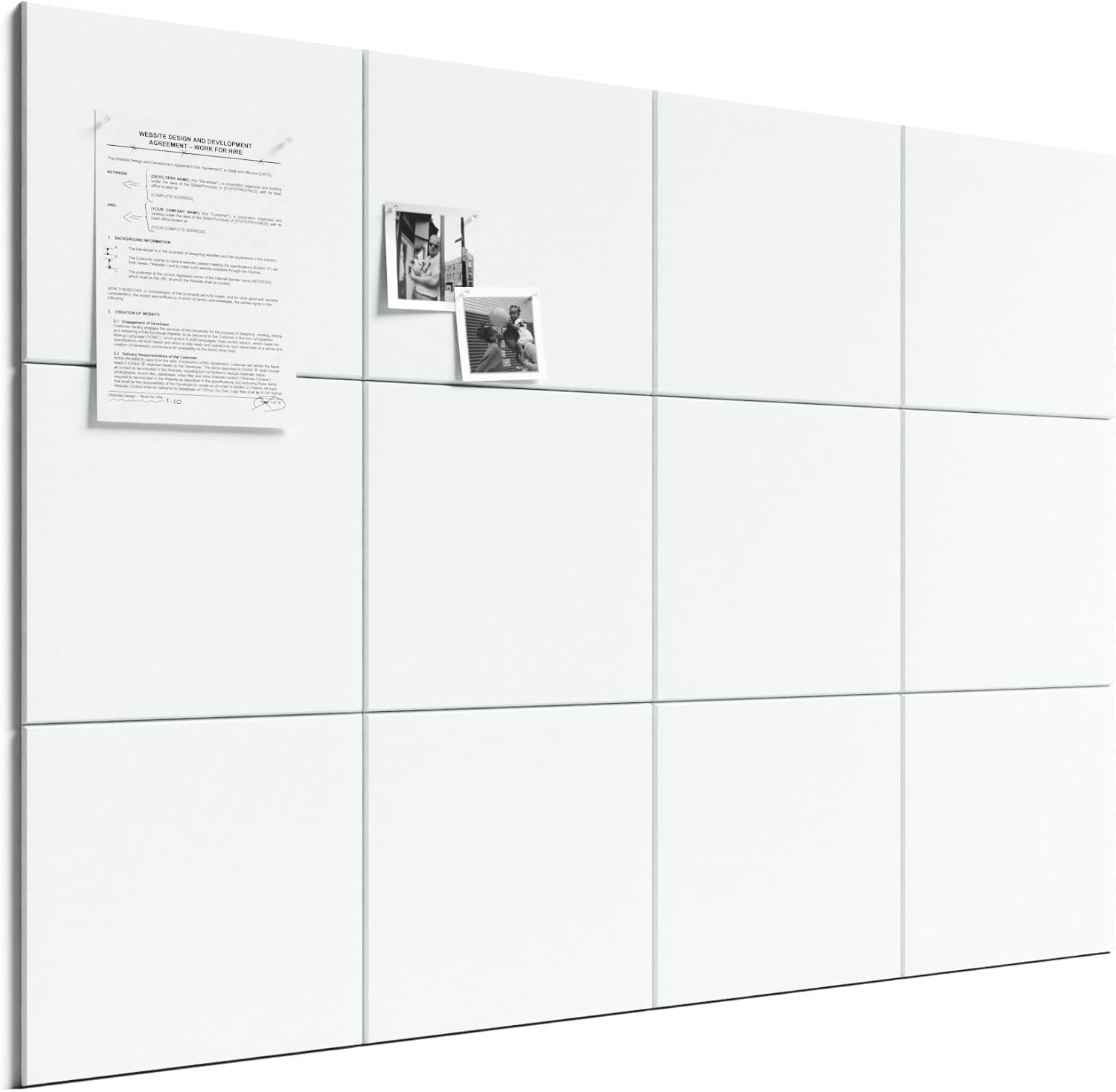Bumusty Large Cork Board 48" x 36" Alternative - 12 Pack Felt Wall Tiles with 70 Safe Removable Adhesive Tabs, 30 Pushpins, Cork Boards for Walls Pin Board Bulletin Board Office Decor (Cold White)