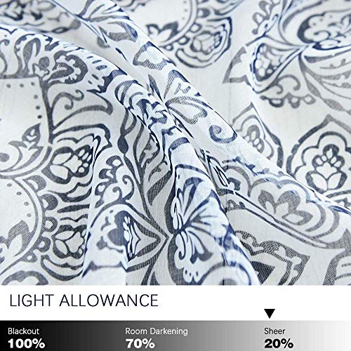 Fmfunctex Blue White Sheer Curtains 95" Long For Living Room Vintage Classic Damask Print Curtain Panels For Bedroom Light Filtering Window Draperies 2 Panels Rod Pocket #TOP3