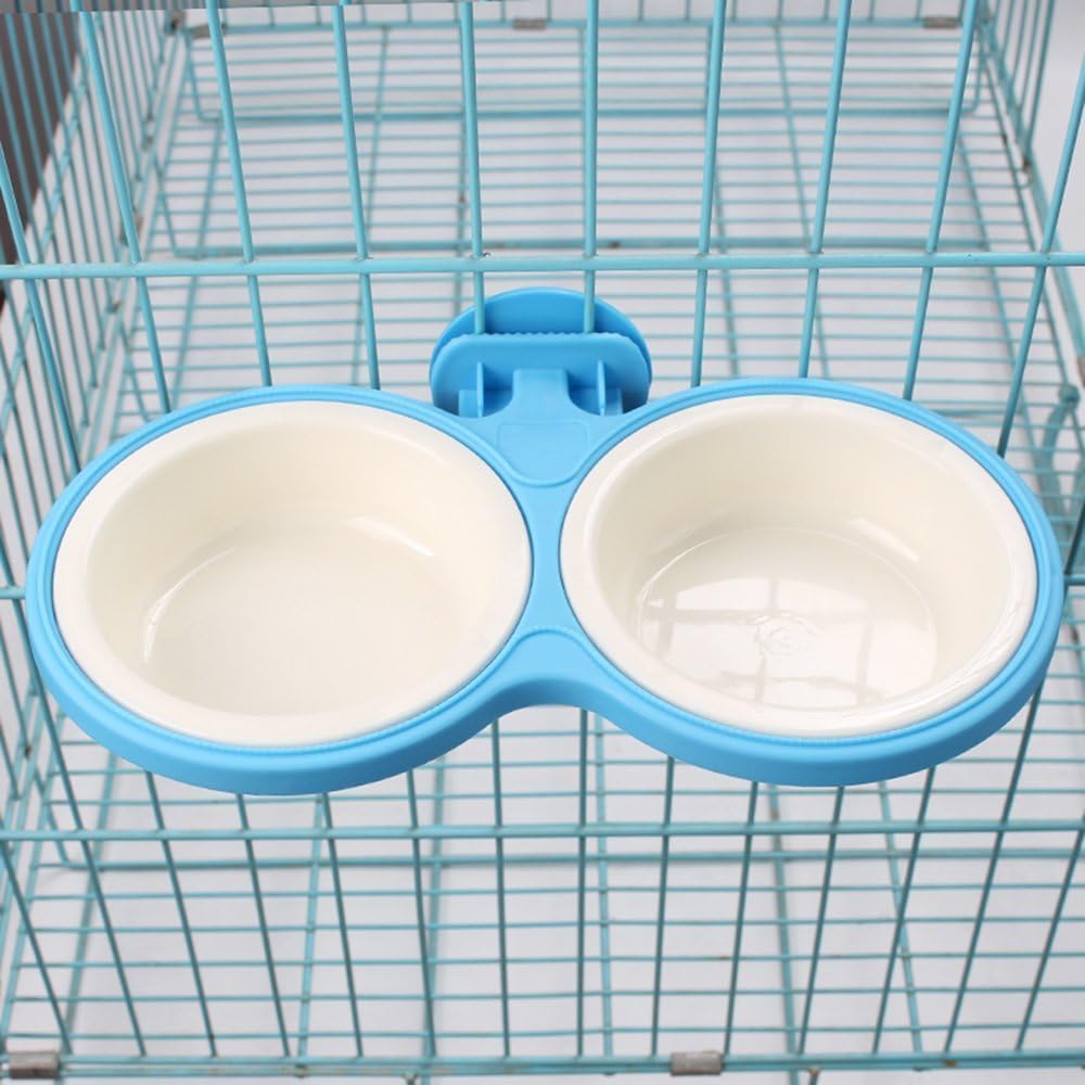 Ciotola resistente per animali domestici, ciotola rimovibile per cibo per animali domestici, con supporto per bulloni, gabbia sospesa, tazza antiscivolo, set di mangiatoie doppie portatili per