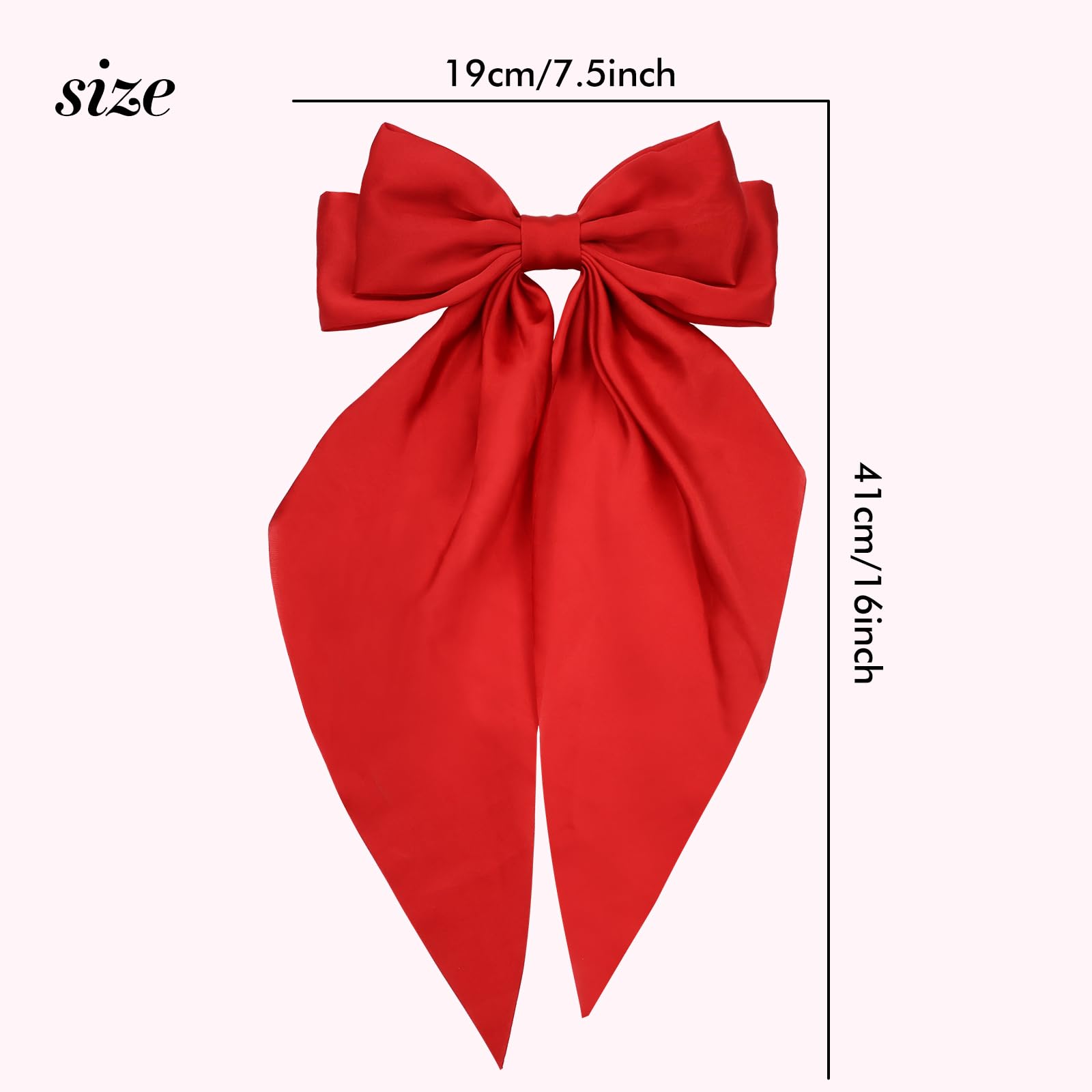 Cinaci 4 Pieces Large Big Oversized Satin Hair Bows with Long Tail French Barrettes Hair Clips Accessories for Women Girls Teens - Image 2