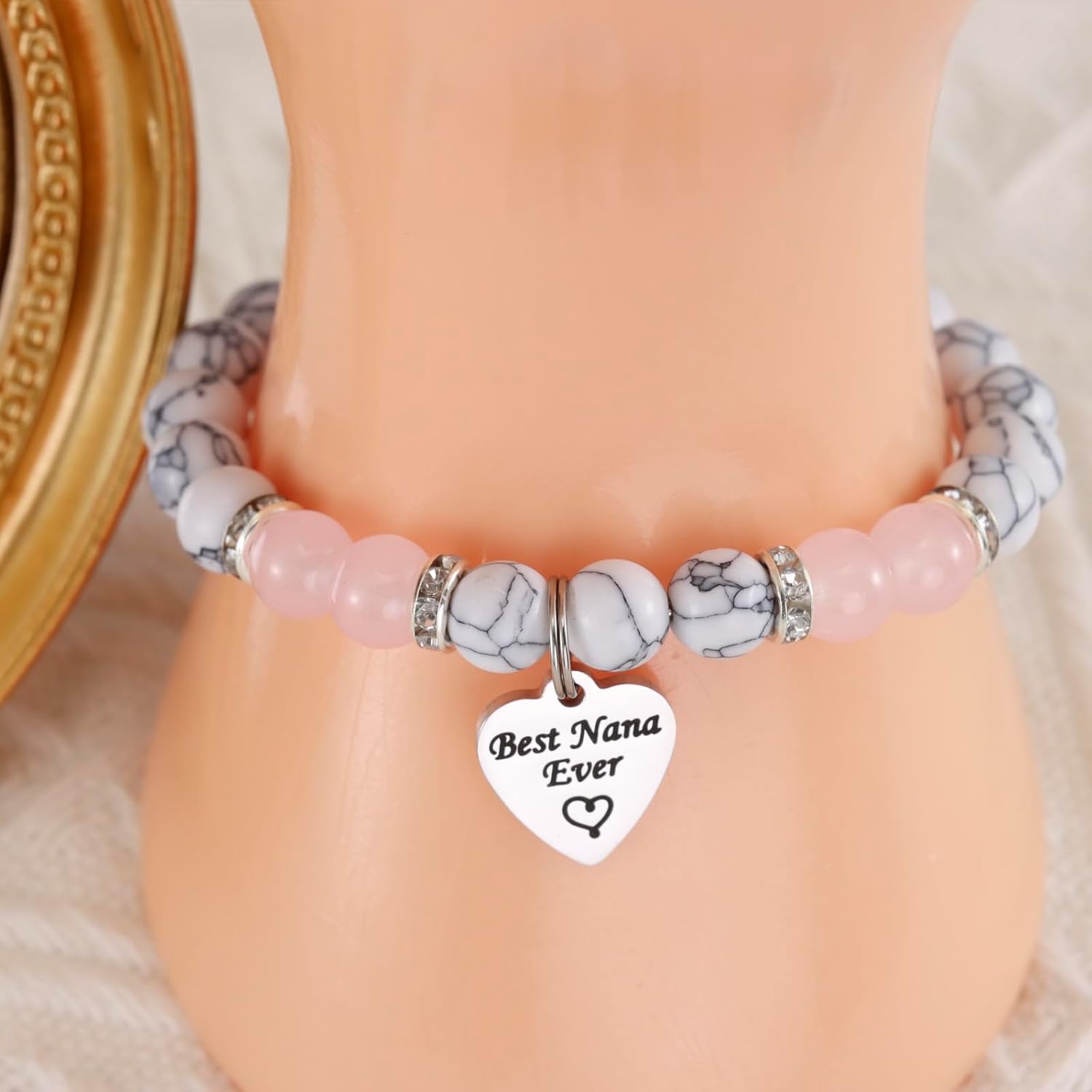 HUTIMY Gift for Nana from Grandson Grandkids Bride Grandmother Worlds Best Nana Ever Bracelet - Image 6