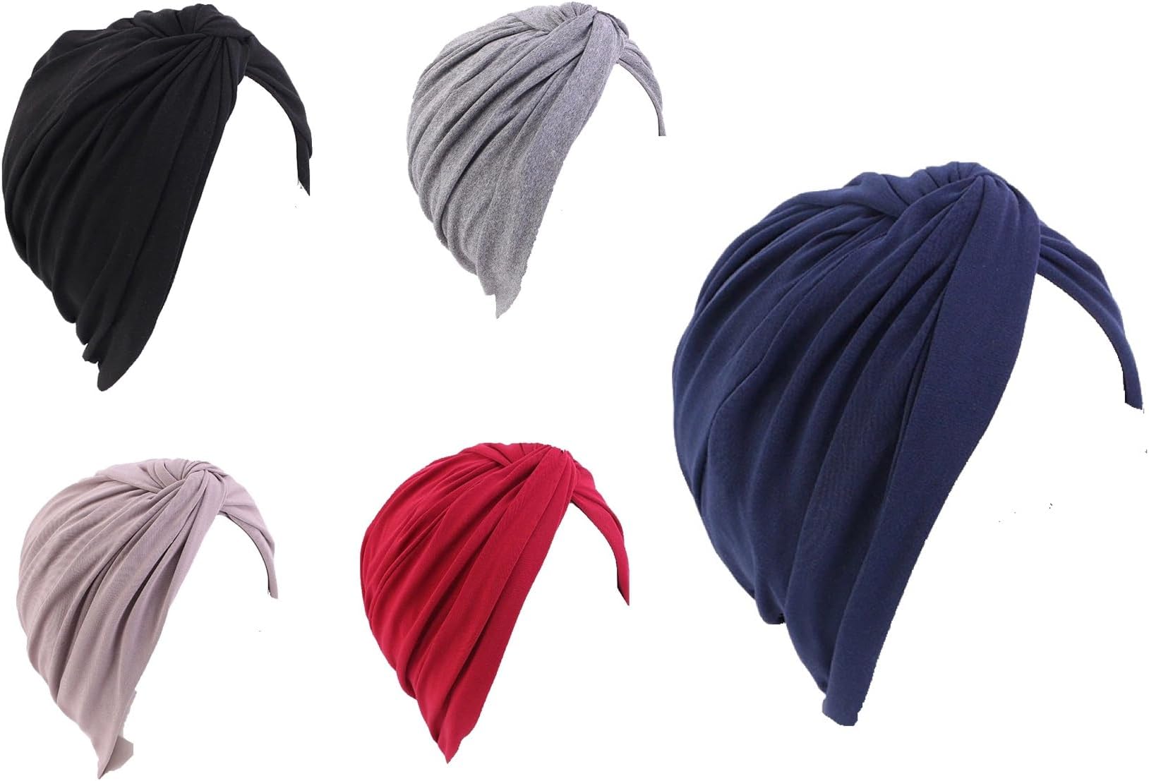 DJC BOUTIQUEPre Tied Headscarf Headwrap Turban Chemo Headwear Beanie Hat for Women UK Navy, Navy, one size fits most, Navy, One Size