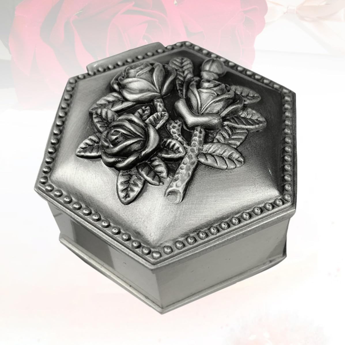 YARNOW Vintage Alloy Trinket Box with Hinged Cover for Necklace Storage image 2