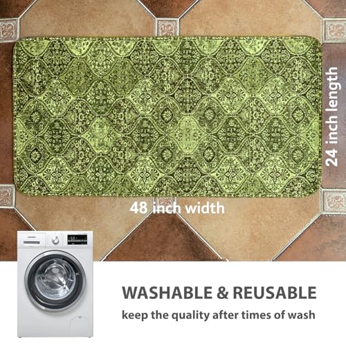 Image of nunubaby 4PACK Washable Pee Pads for Dogs, Stylish, Non-Slip and Leak-Proof Pee Pads. Reusable Potty Pads for Dogs for Crates and Floors.(Green /Multi,24 inch x48 inch )