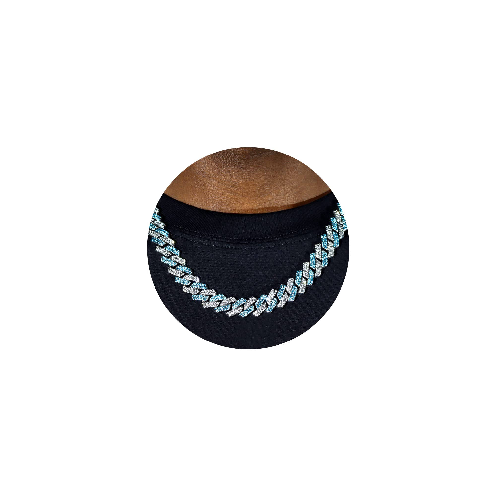 Silver Plated Bling Miami Cuban Link Chain for Men Women Iced Out Miami Cuban Necklace Diamond Chain for Men 14mm Colorful Hip Hop Jewelry