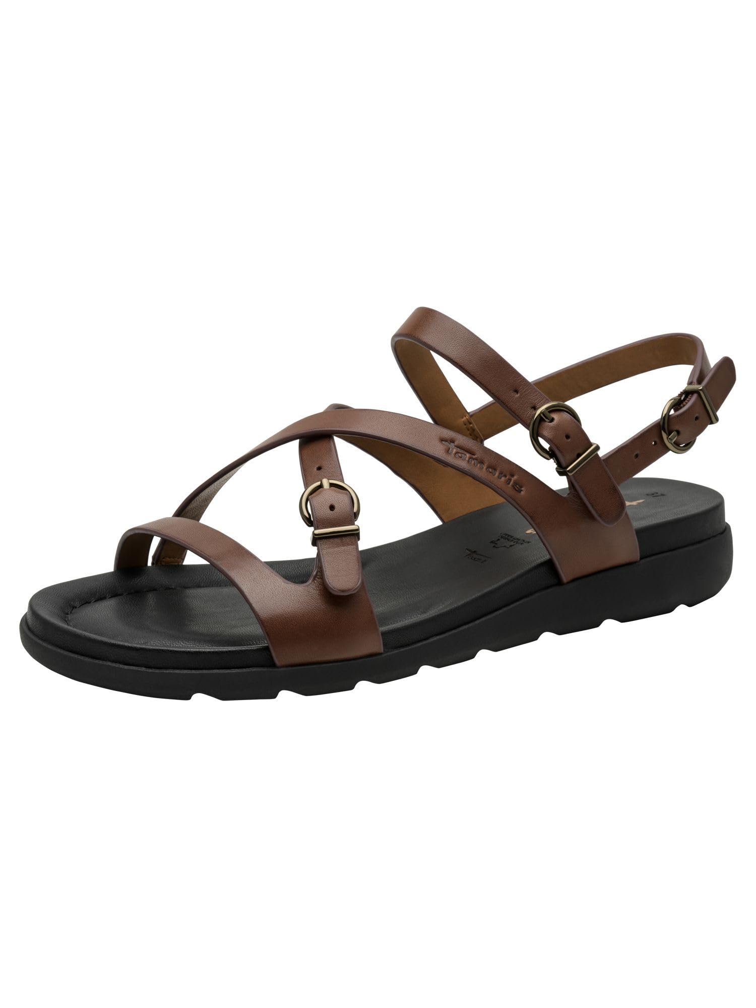 Tamaris Women's leather mules with wedge heel brown 8 UK