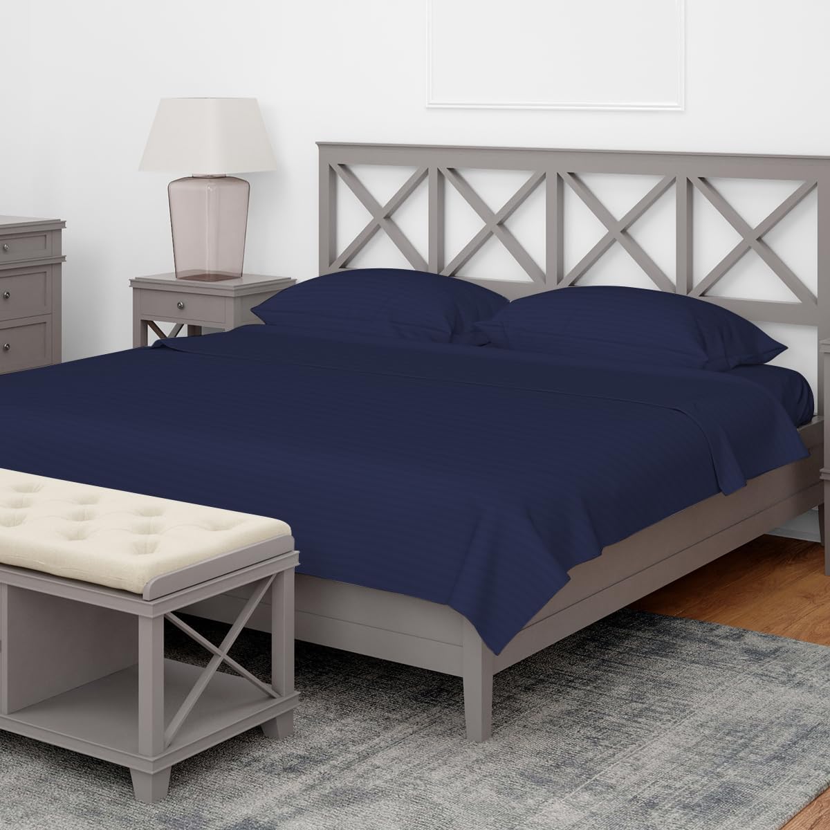 Blissi Home Sheet Set Hotel Collection Queen Size 4 Pcs (Navy Blue, Queen (U.S. Standard)) Queen Navy Blue