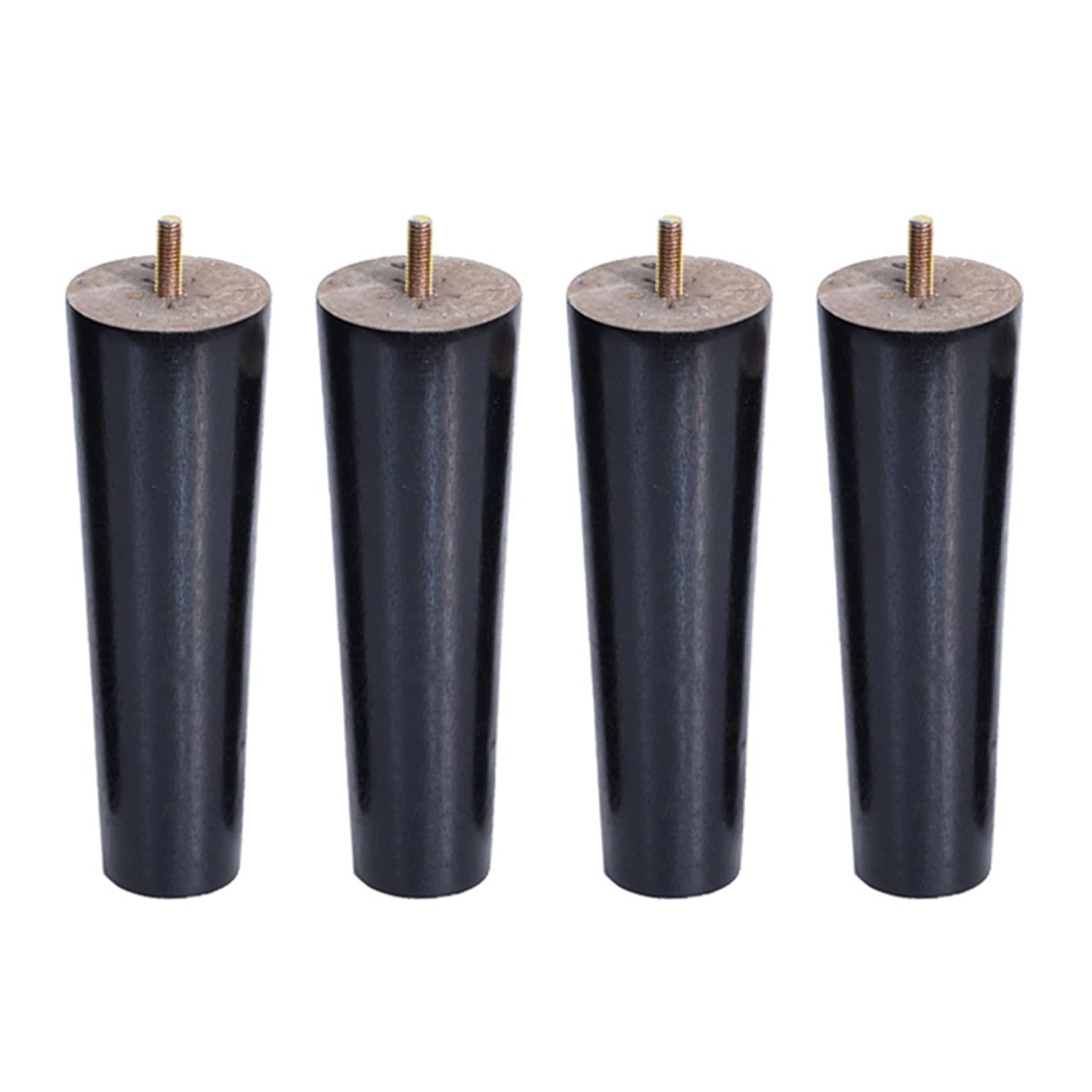 Gambe per mobili in Legno massello ad Angolo retto, coniche, M8, di Ricambio per Divano, Poltrona, Mobile TV, Tavolo da Pranzo, Sedia, Nere, 4 Pezzi (15 cm)
