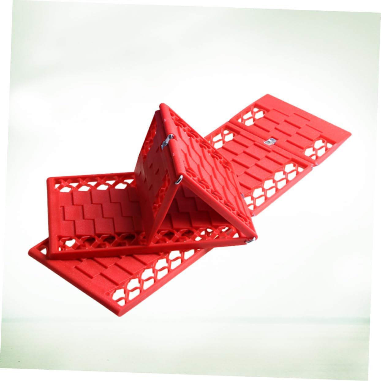 Gatuida Foldable Car Snow Traction Mat Non-Slip Skid Plate for Tires Easy to Use for Mud Snow Red