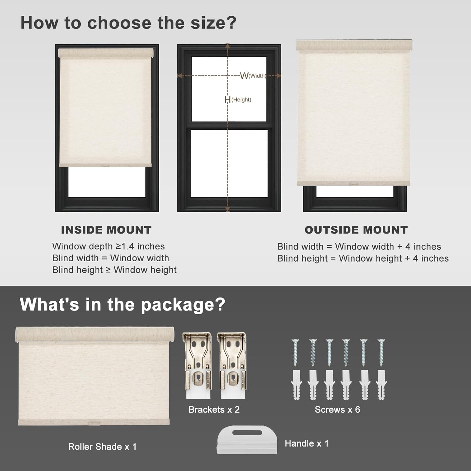 Persilux Light Filtering Roller Shades for Windows,Cordless,Linen Fabric,Roller Blinds,Thermal Insulated Fabric UV Protection Shades for Home,Office,Bedroom,Door,Light Filtering-Cream,Custom Now