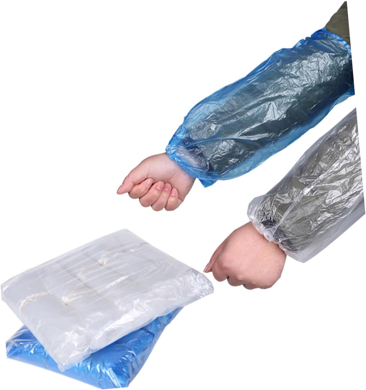 HOMSFOU 300pcs Disposable Pe Oversleeves for Kitchen and Household Use Elastic Fit Practical and Lightweight Protective Sleevelets White