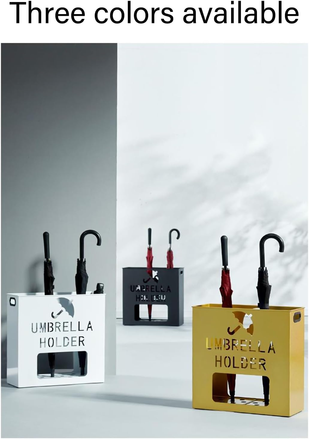 Large Capacity Metal Umbrella Stand for Commercial Use Stylish Handle Design Square Umbrella Holder for Entryway Modern Indoor Umbrella