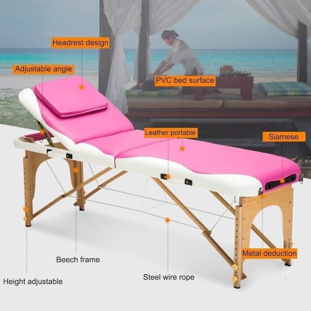Portable Massage Table, Massage Bed, Spa Massage Bed, Height Adjustable, Easy Set Up, Suitable for Therapy, Tattoo, Salon, Facial Treatment (Color : Brown)