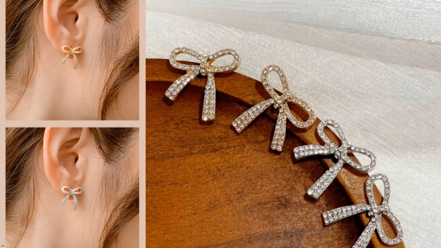 Big Bow Rhinestone Earrings ®Pink Sugar Fashion