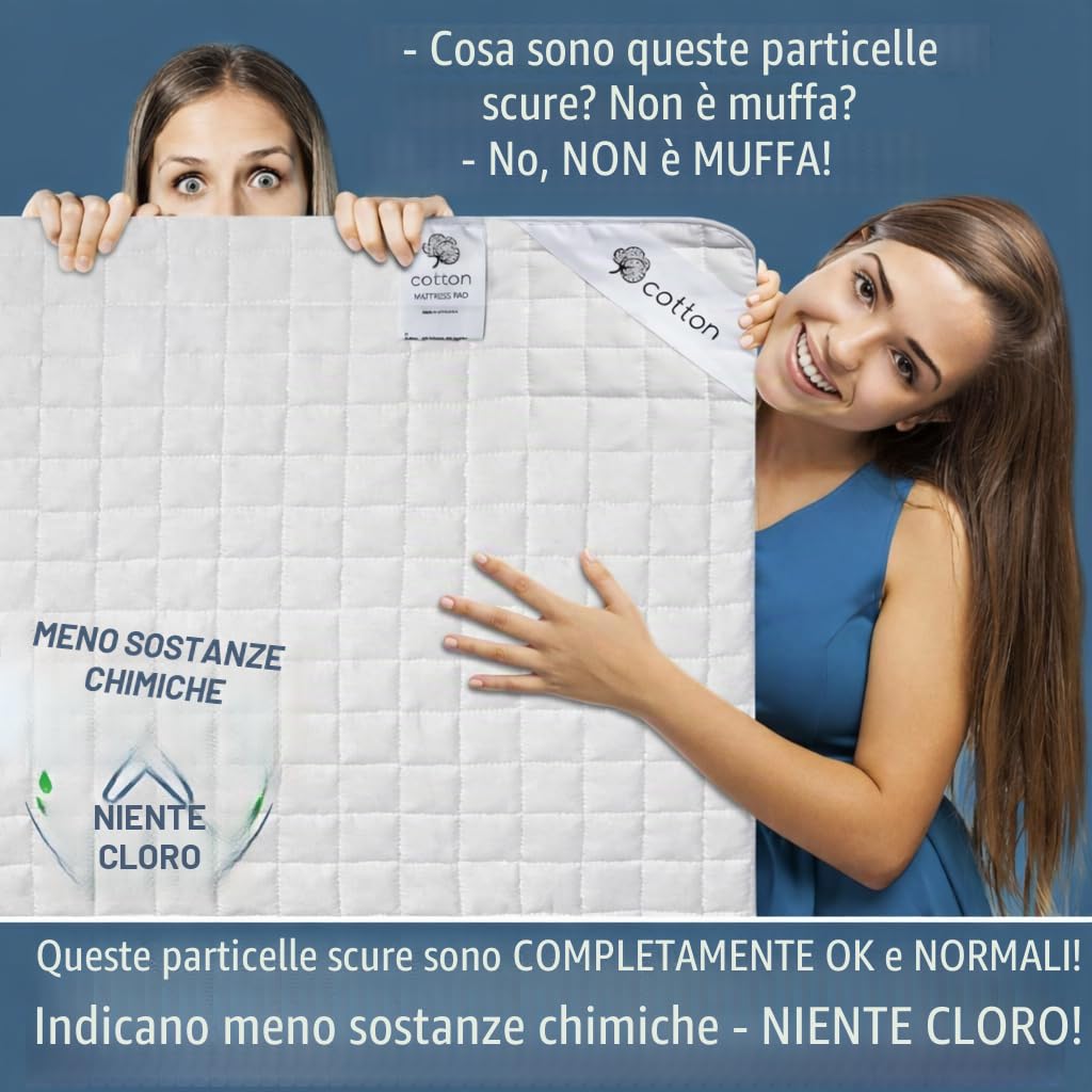 FAM Home Coprimaterasso Matrimoniale 160x200 cm I Topper Matrimoniale I Coprirete Matrimoniale Naturale e Traspirante, Lavabile in Lavatrice, Cotone - Poliestere