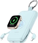 RORRY Chargeur portable, 10000mAh PD 20W Chargeur de charge rapide Portable Power Bank avec Câbles intégrés, Pack de batterie de voyage pour iPhone 15/14/13/12/11 et Apple Watch Ultra/9/8/7/6/5/4/3/2, blanc