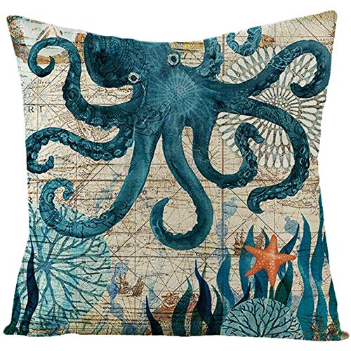 Gualiy Taie d'oreiller Canapé, Taie d'oreiller 40x40cm Poulpe Housse de Coussin pour Lit Canapé Salon Chambre à Coucher Cover