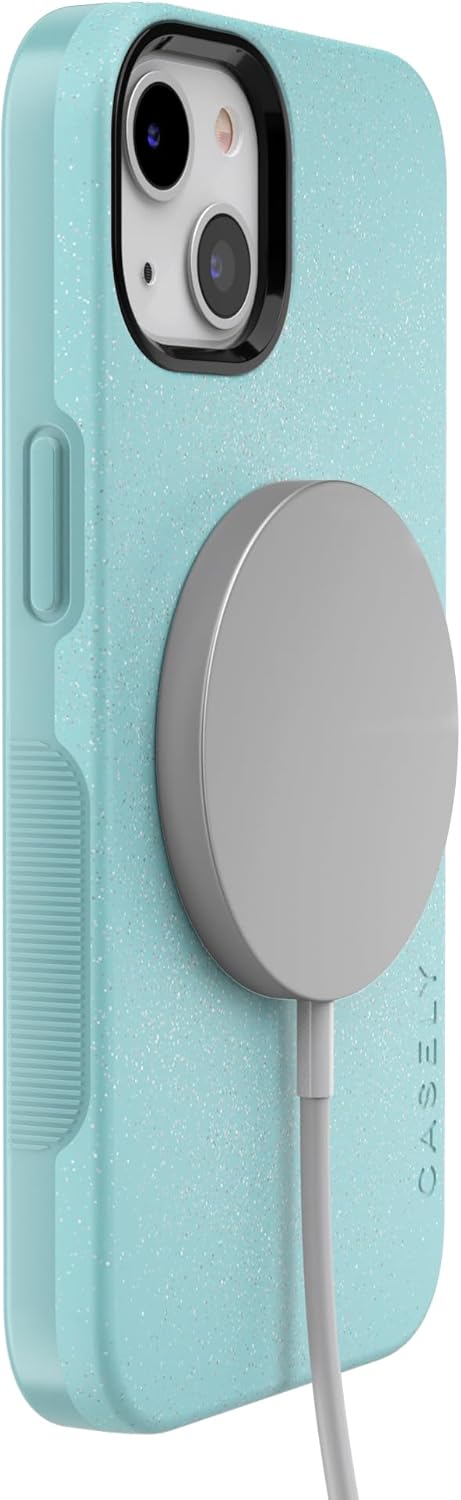 Casely iPhone 13 Case | Aquamarine | Ocean Blue Shimmer | Bold Protective Design | Compatible with MagSafe