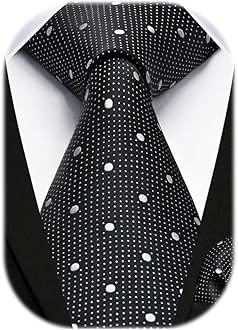 HISDERN Dot Ties for Men Wedding Tie Handkerchief Formal Business Necktie & Pocket Square Set