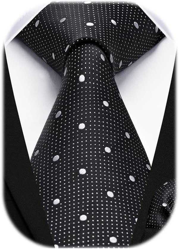 HISDERN Dot Ties for Men Wedding Tie Handkerchief Formal Business Necktie & Pocket Square Set