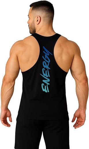 3Colors Men's Gym Vest | Sleeveless Tank Top for Workout, Bodybuilding &amp; Sports | Y-Back Stringer Athletic Fit Racerback -...