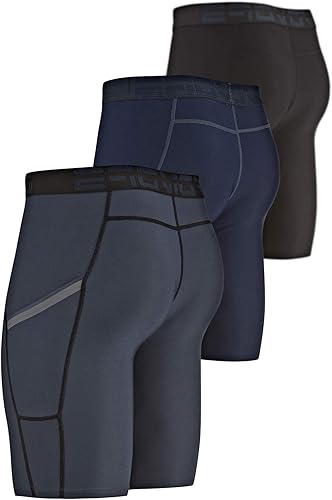 Miniatura 2 de DEVOPS Paquete de 3 o 5 pantalones cortos de compresión para hombre, pantalones cortos deportivos de elastano, para entrenamiento, correr,