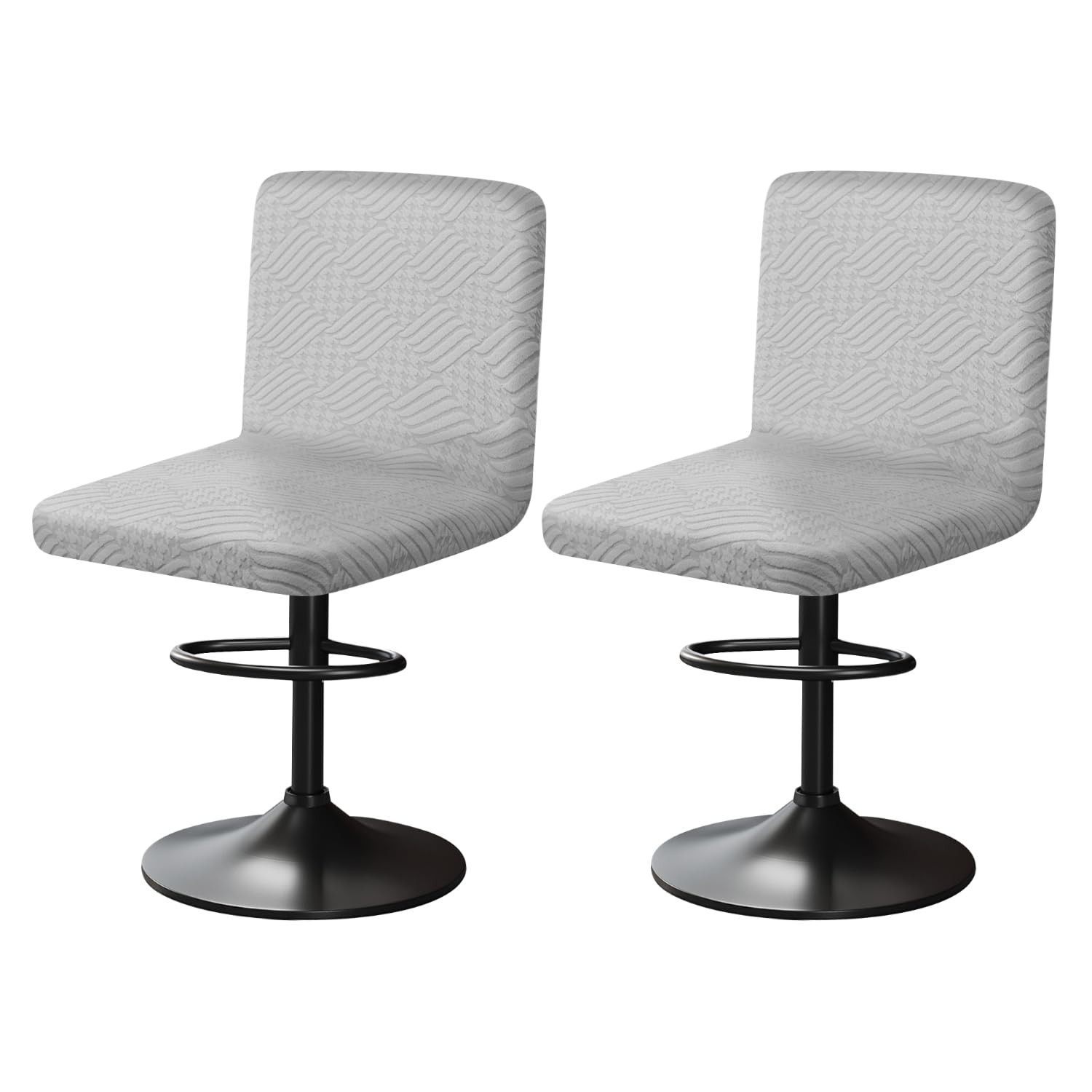 YINGAYOU Back Bar Stool Chair Covers L Shape Dustproof and Crease Resistant Plain Bar Stool Chairs Covers Stretch Washable for Kitchen Dining Room Cafe (2, Light Grey)