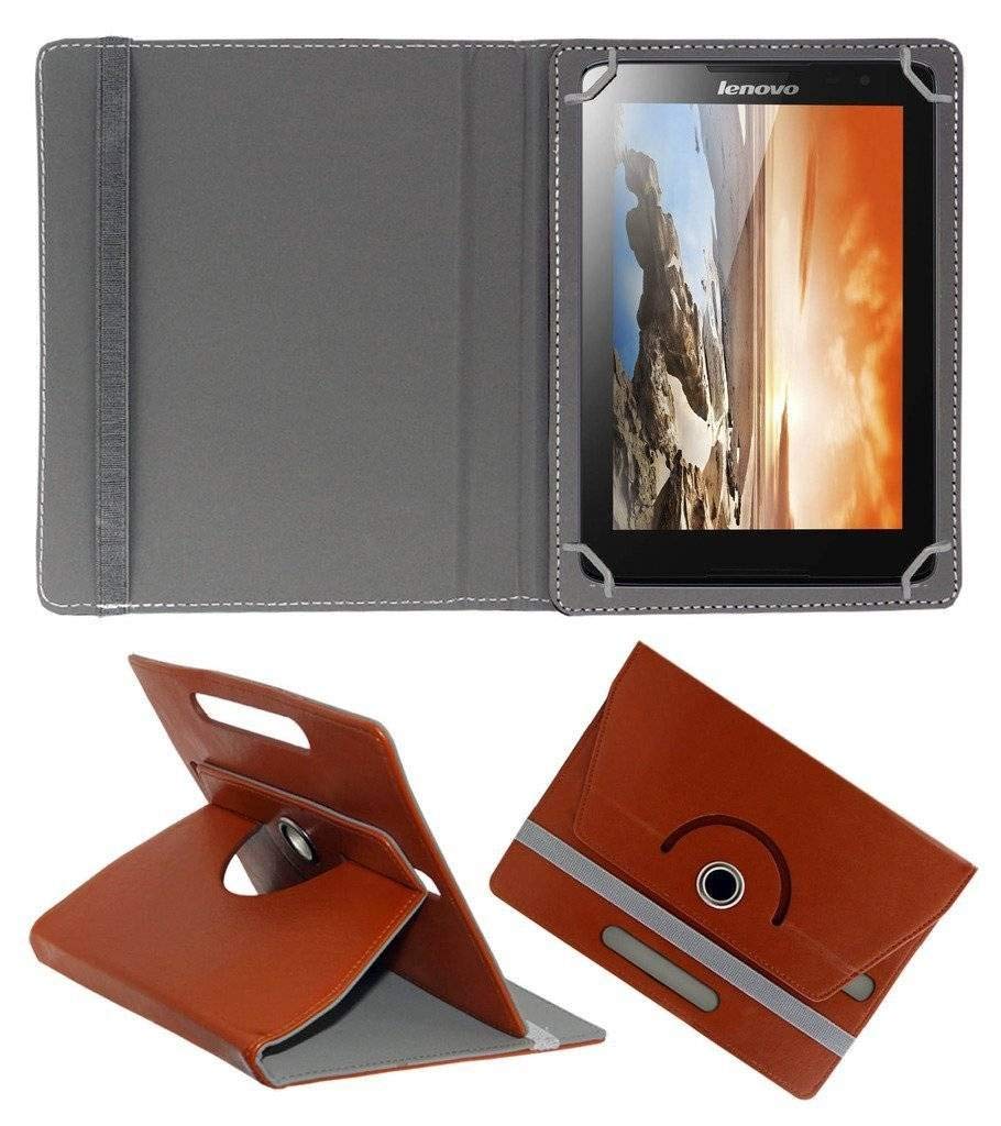 Hello Zone Exclusive 360° Rotating 7” Inch Flip Case Cover Book Cover for Amazon Fire 7 -Brown