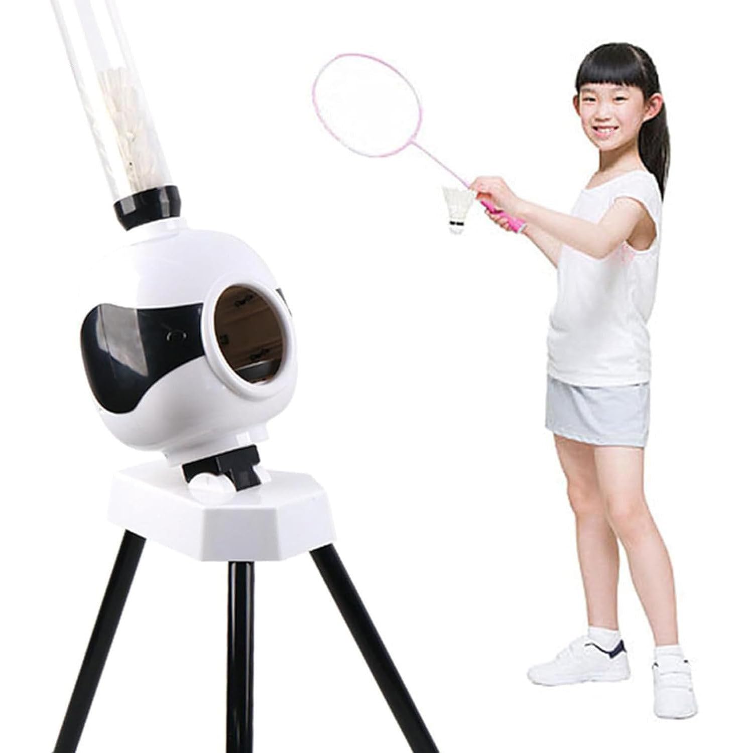 Badminton Machine Portable Badminton Serve Machine, Automatic Shuttlecock Launcher Badminton Robot Shooting Machine Badminton Training Machine Automatic Badminton Pitching Machine for Indoor & Outdoor