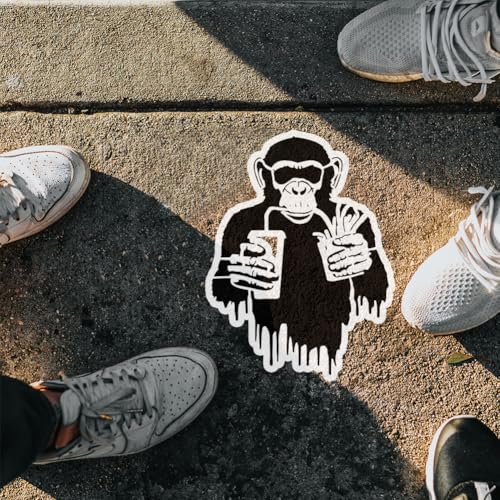 FINGERINSPIRE Banksy Schimpansen Schablone 21x29.7cm: Ausgehöhlte Banksy Graffiti Vorlage Mit Pinsel