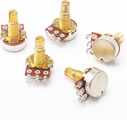Miniatura 5 de Swhmc Potenciómetros de guitarra A250k de eje dividido Ollas cónicas de sonido Control de interruptor de tono para bajo eléctrico