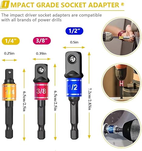 Miniatura 9 de Juego de 32 extensiones de brocas flexibles, adaptador de enchufe hexagonal giratorio de 14 38 12 pulgadas, accesorios de taladro de ángulo recto de