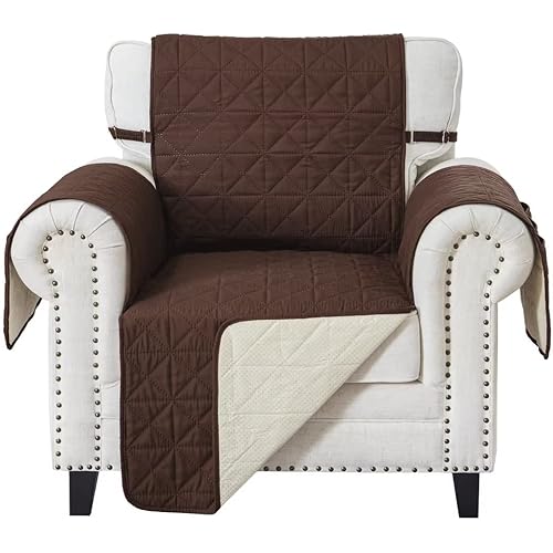YURIHOME Non-Slip Chair Sofa Slipcover for Recliner, 100% Waterproof Recliner Sofa Slipcover Couch Cover Furniture Protector with Pocket and Elastic Straps for Pets Kids Dog Cat, 23"/Chair, Chocolate