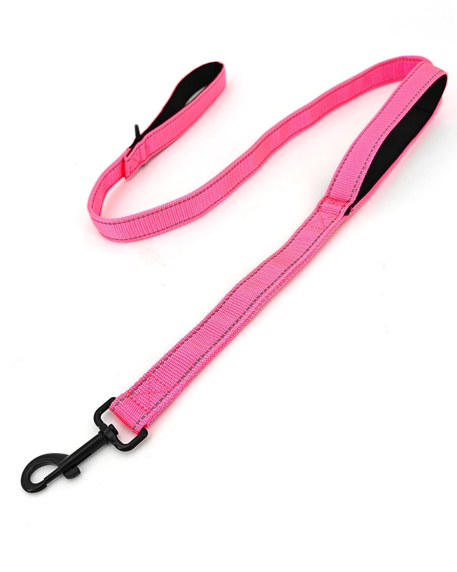 Solmoony 4FT Pink Strong Dog Leash with 2 Padded Handles, Traffic Handle Extra Control, Double-Sided Reflective Walking Lead for Small Medium and