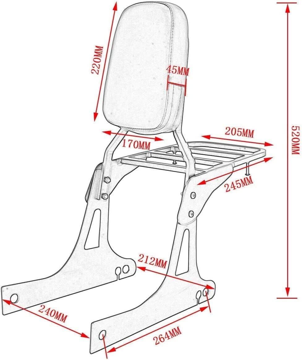 Chrome Sissy Bar Backrest With Comfortable Pad Luggage Rack Compatible With Harley Dyna Street Bob Wide Glide Super Glide Custom Low Rider fxdc fxdl