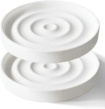 2 Pack Diatomite Soap Dish Holder, Quick Dry Stone Bar Holder, Dish Holder | Water Absorbent Bath Dish Holder, Diatomaceous Earth Stone Soap Tray for Hand Soap, Sponge Organizer, White