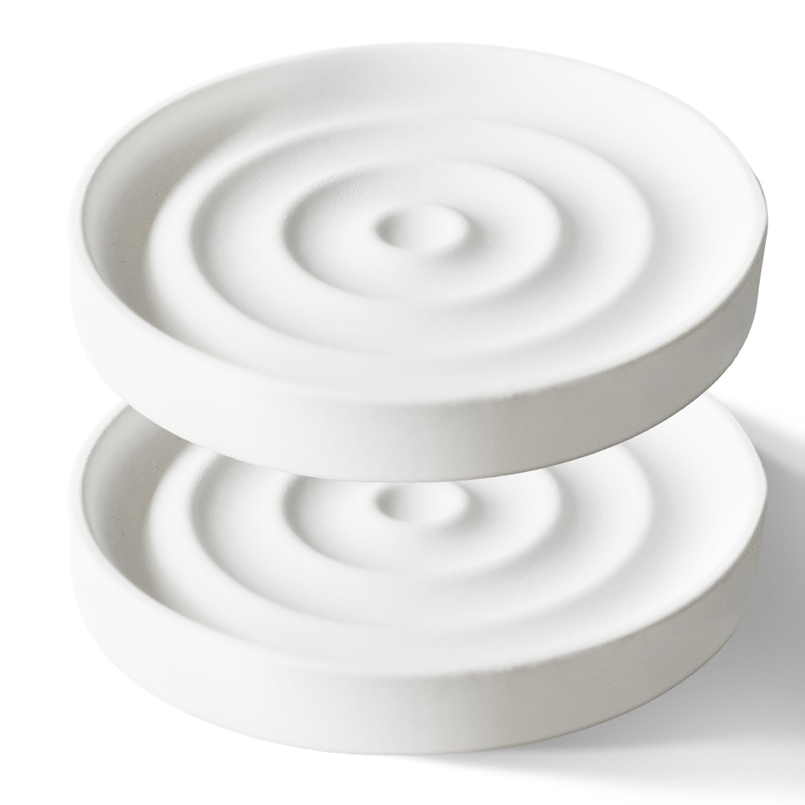 Slow Slog 2 Pack Diatomite Soap Dish Holder, Quick Dry Stone Bar Holder, Water Absorbent Bath Dish Holder, Diatomaceous Earth Soap Tray for Hand Soap, Sponge Organizer, White