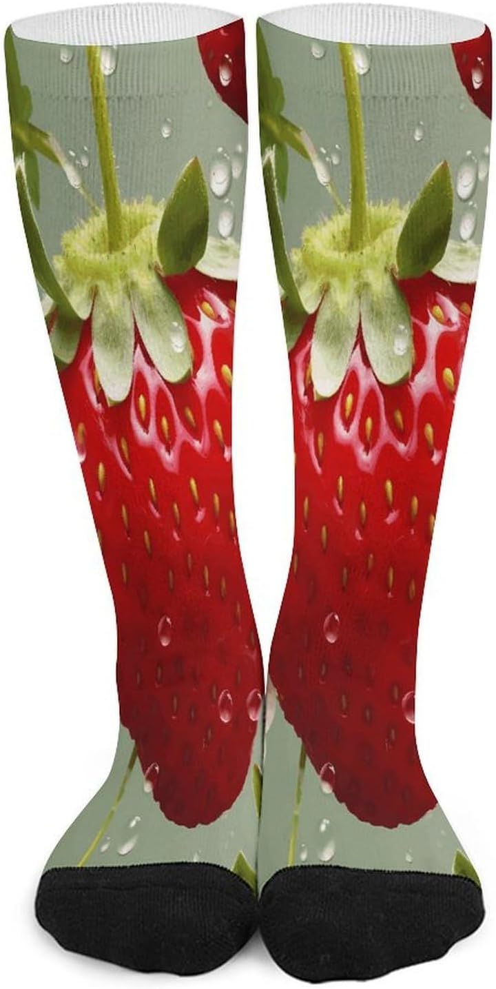 Lovely Strawberry Compression Sock Circulation Support Socks Lightweight Knee High Tube Sock Over-The-Calf Sock for Adult