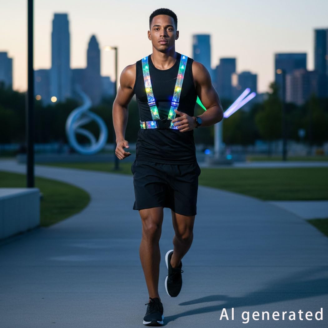 DRESBE Light Up Vest LED Running Vests Adjustable See-Through Sports Gear for Men and Women