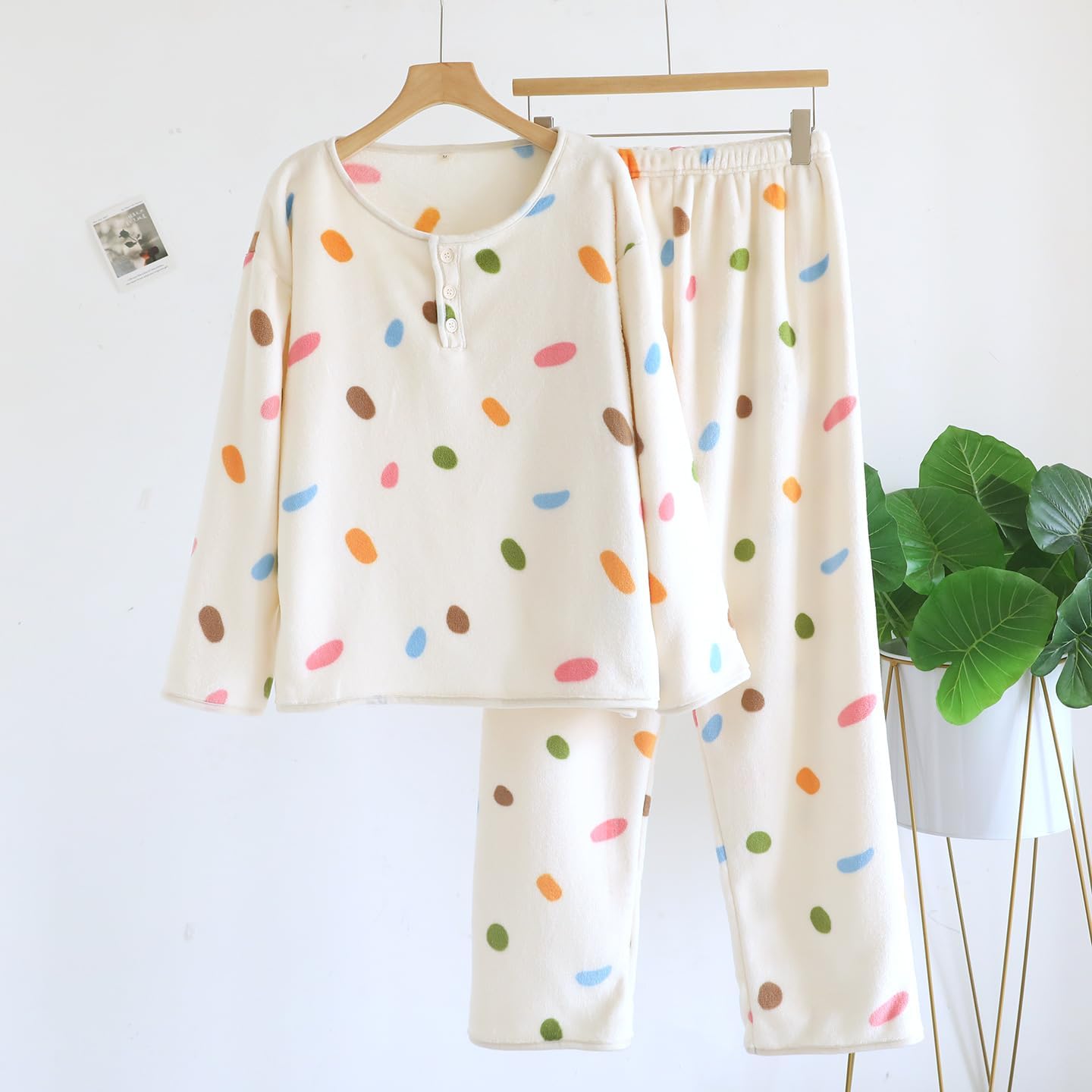 Women's 2 Piece Fleece Pajamas Set Warm Pjs Fuzzy Lounge set Cute Print Sleepwear - Image 3