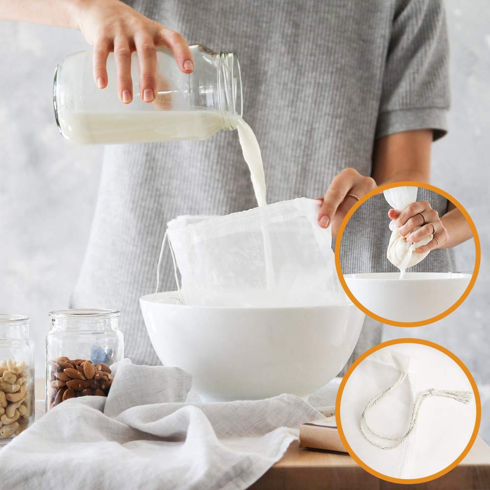 Cheese Cloth 2 Pièces Sac A Lait Vegetal Nylon, Filtre Lait