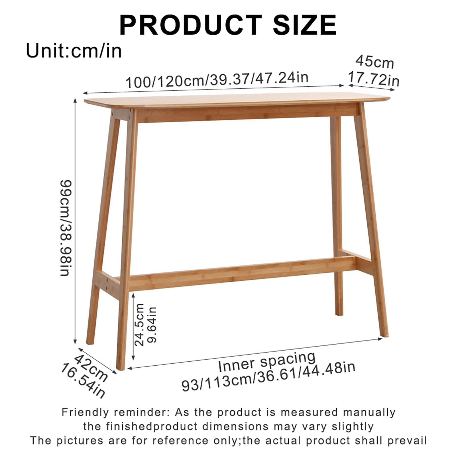 Table Haute Rectangulaire Étroite,Table de Bar Rectangulaire en Bois