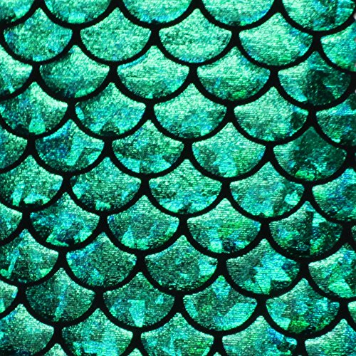 Mystic Mermaid Hologram Fish Scale Stretch Spandex Green, 58