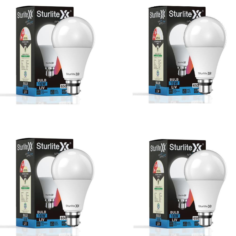 Sturlite LIV 16 Watt LED Bulb| 6500K Cool White Color Temperature| CRI Technology| BIS & BEE Approved Light| 1680 Lumens, Durable Polycarbonate Body & Energy Efficicent Lighting for Home (Pack of 4)-image-41