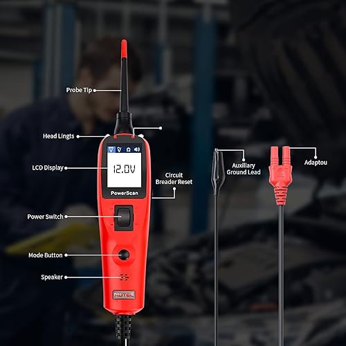 Miniatura 6 de Autel PowerScan PS100 Probador de circuito, kit universal de sonda de circuito de alimentación automotriz de 12 V 24 V con cable de extensión de 20